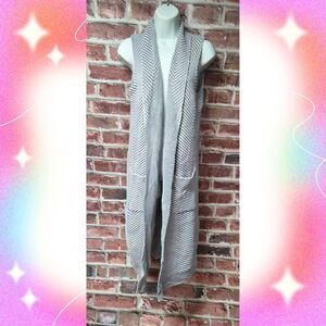 Women's LONDON KAYE Midi Sleeveless Cardigan Sweater Medium